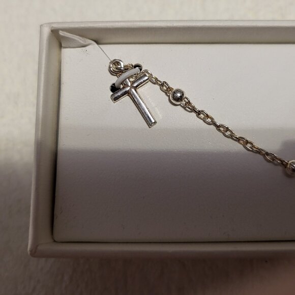 NWT CYNTHIA ROWLEY ITALIAN STERLING SILVER 925 CROSS ANKLE BRACELET - Picture 3 of 5
